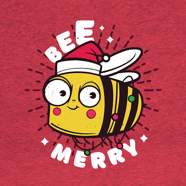 Bee Merry // Cute Christmas Bee Cartoon by SLAG_Creative